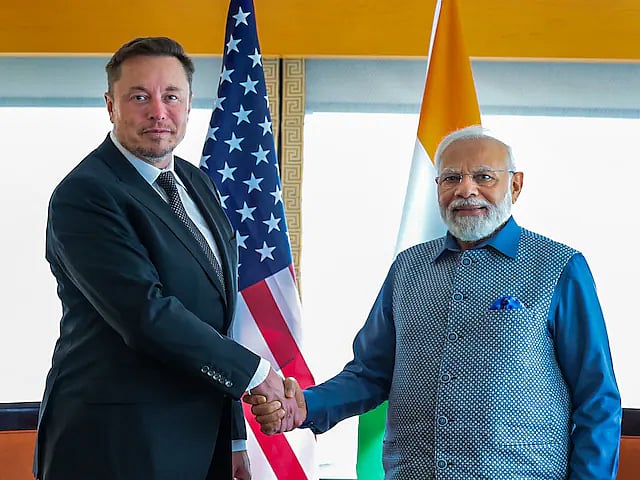 PTI : Prime Minister Narendra Modi with X CEO Elon Musk |
